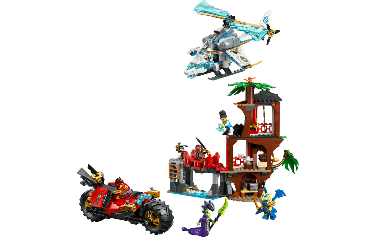 LEGO NINJAGO Showdown am Baumhaus mit dem Ninja-Bike Bauset – 642-teilig – 26,2×7,1×38,2 cm – ab 7 J.