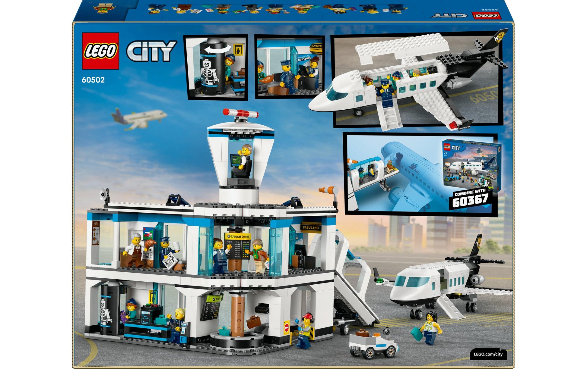 LEGO City Spielset Flughafen mit Flugzeug – 887-teilig – 37,8×9,4×48 cm – ab 8 J.