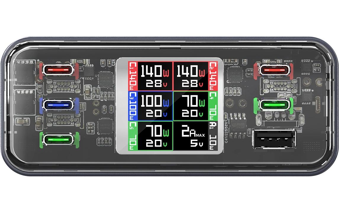 4smarts Lucid USB-Desktop-Ladegerät 360 W – USB-Ports×6, GaN – CH-Stecker (T13) – Grau