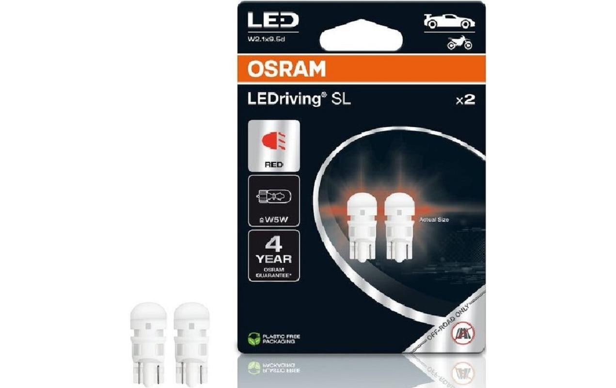 Osram LED-Leuchtmittel W5W – Rot – für Auto und Motorrad