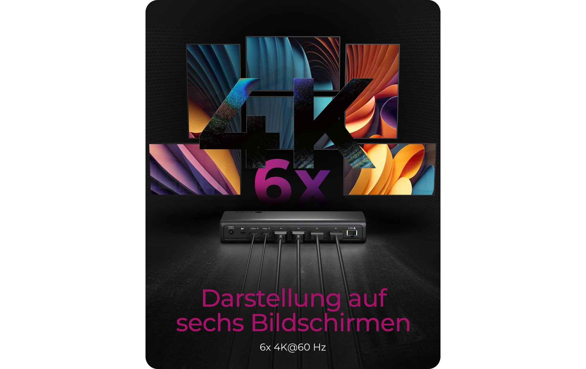 RaidSonic IB-DK7401-CU31 Dockingstation – USB-C, 2× DP, 2× HDMI, 4× USB-A, 4× USB-C, 2,5GbE, 3,5 mm Audio