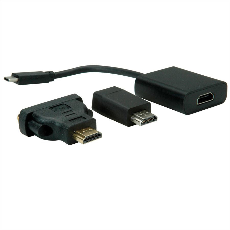 VALUE USB-C zu VGA/HDMI/DVI Adapter – 4K (3840 × 2160) @ 60 Hz, 0,1 m, DP Alt Mode