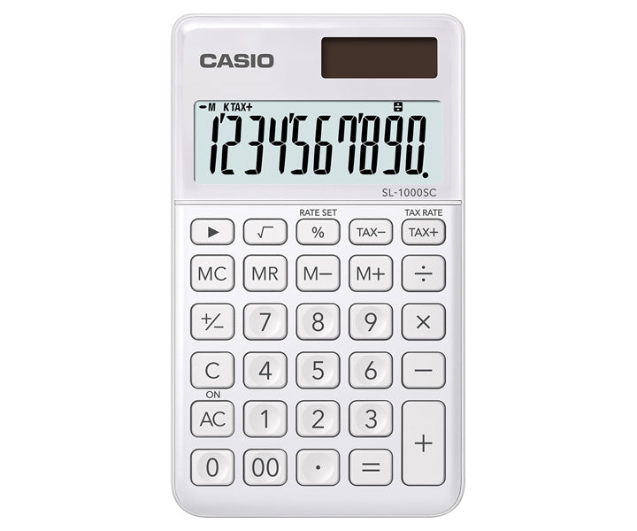 Casio Taschenrechner SL-1000SC – 10-stellig – Solar/Batterie – Weiss