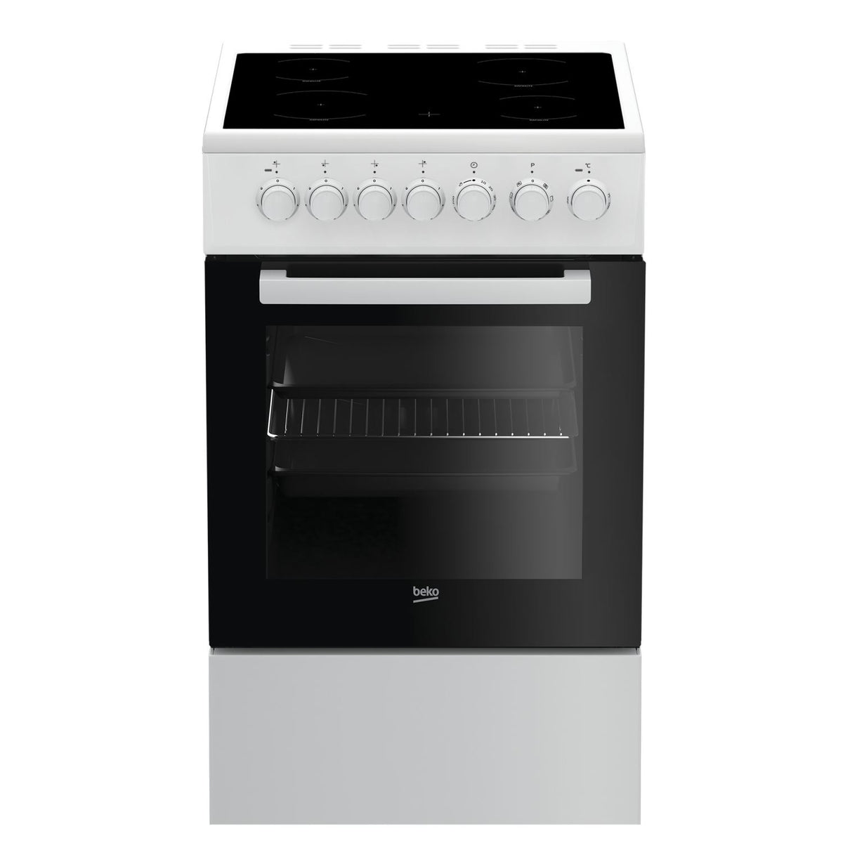 Beko Freistehender Herd FSM57100GW – 55 l, Heissluft & Grill, 1600 W – Schwarz/Grau