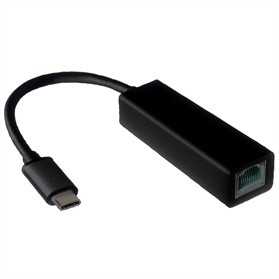 VALUE Netzwerkadapter USB-C zu RJ-45 – Gigabit (1 Gbit/s), 0,1 m – Schwarz