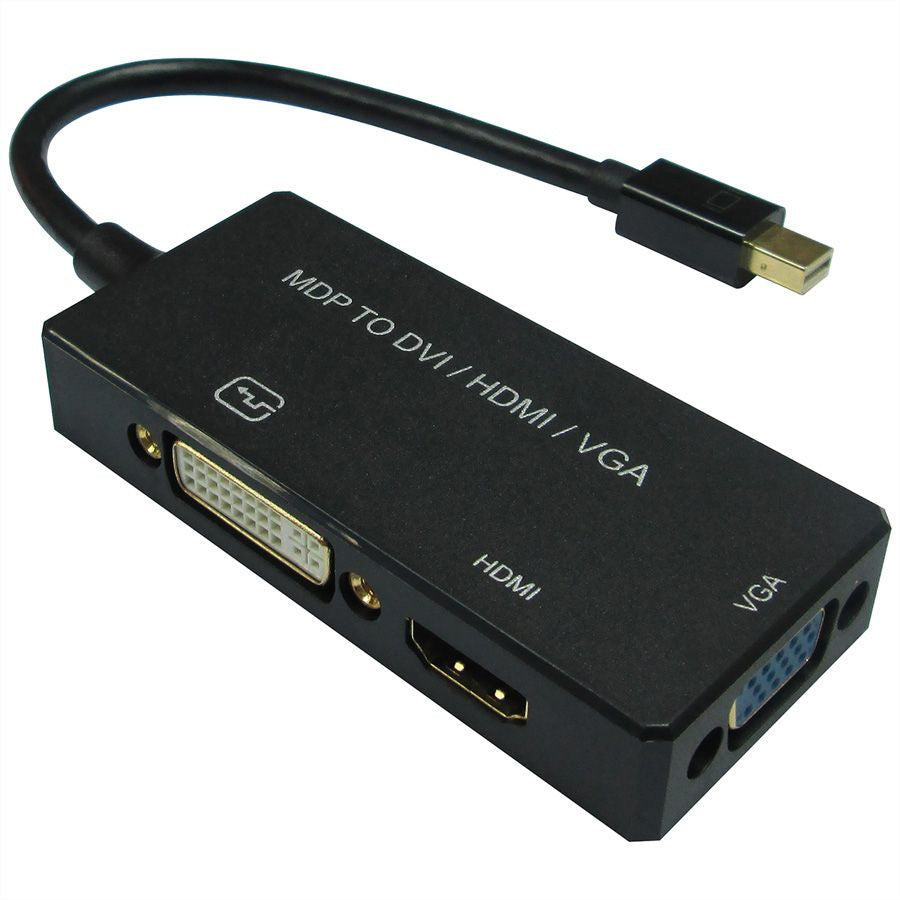 VALUE Mini DisplayPort zu VGA/DVI/HDMI Adapter – 4K (3840 × 2160) @ 60 Hz, DisplayPort 1.2, 0,1 m, Schwarz