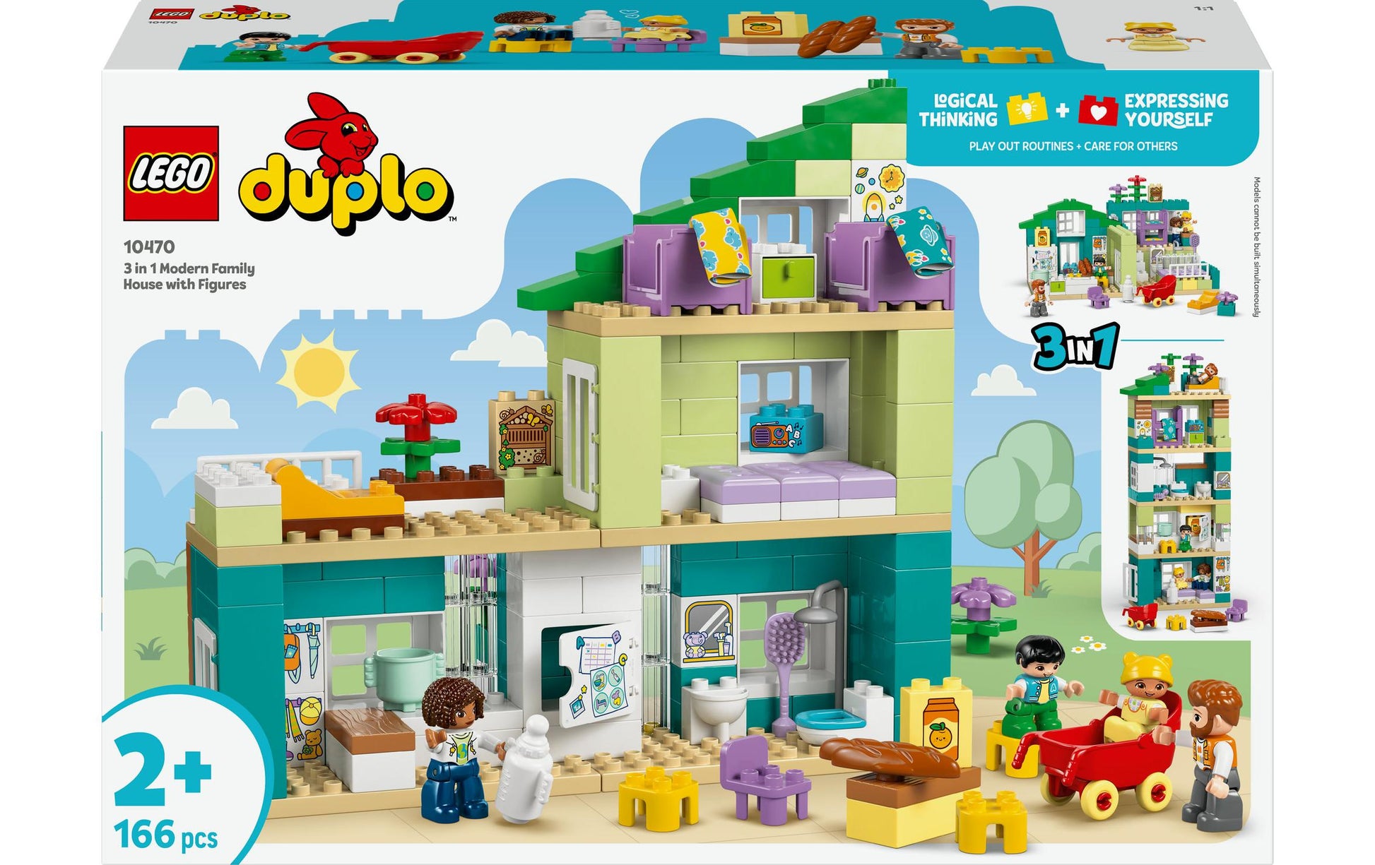 LEGO DUPLO Modernes Familienhaus 3-in-1 Bauset – 166-teilig – 37,8 × 13,2 × 55,5 cm – ab 2 Jahren