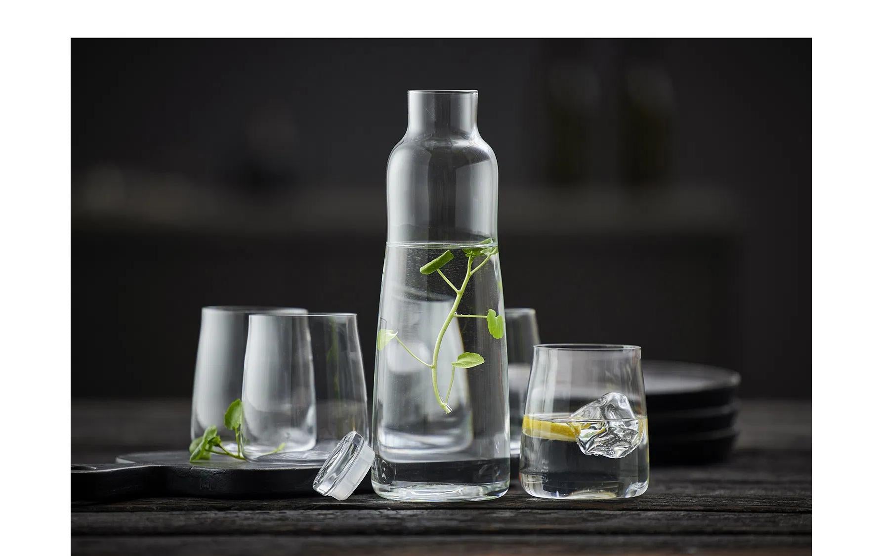 Lyngby Karaffenset Zero – 5-teiliges Set, 1,0 l, H 28,0 cm, Kristallglas, Transparent, spülmaschinenfest