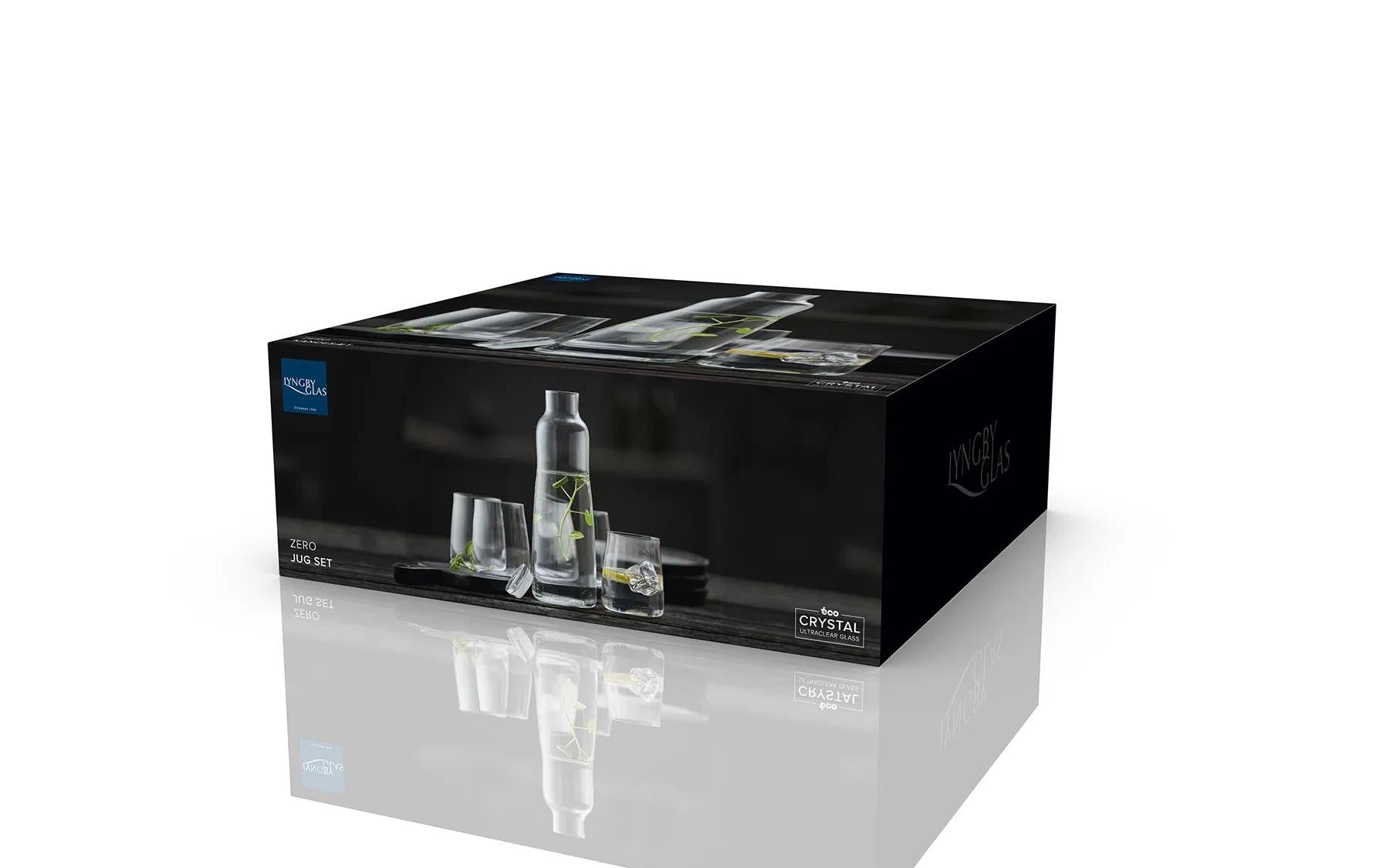 Lyngby Karaffenset Zero – 5-teiliges Set, 1,0 l, H 28,0 cm, Kristallglas, Transparent, spülmaschinenfest
