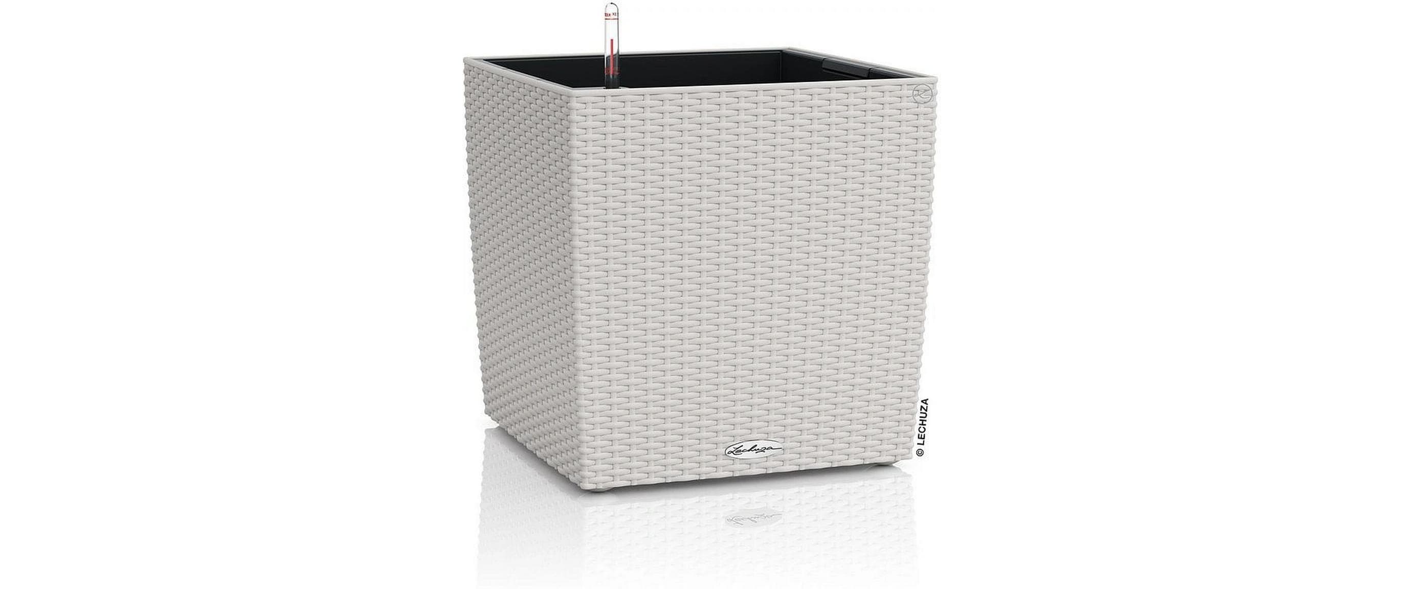 LECHUZA CUBE Cottage 50 Pflanzkübel – 49 × 49,5 × 49 cm, 61 l – Kunststoff, weiss