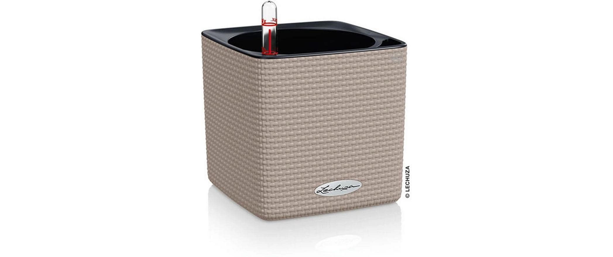 LECHUZA CUBE Color Pflanzkübel – Automatische Bewässerung, 400 ml – Kunststoff, Sandbraun