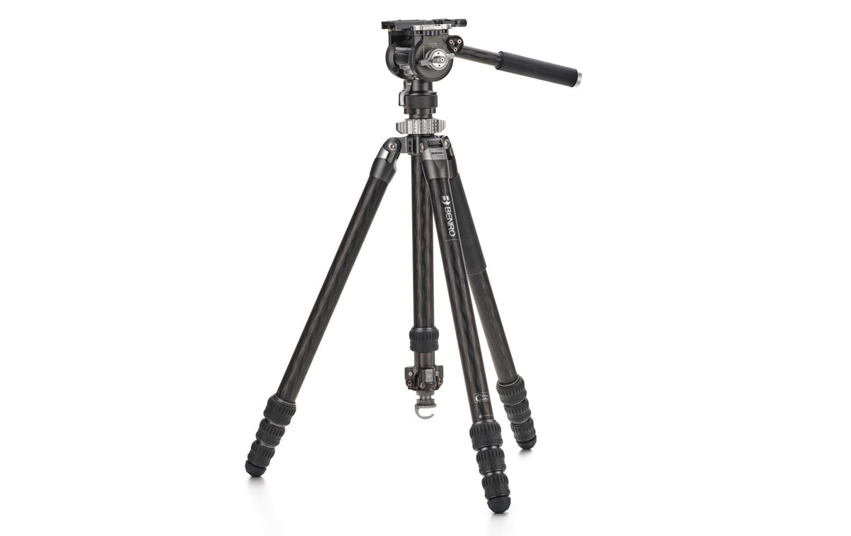Benro KingPod Carbon Stativ – bis 175 cm, Traglast 6 kg, Videokopf – Schwarz