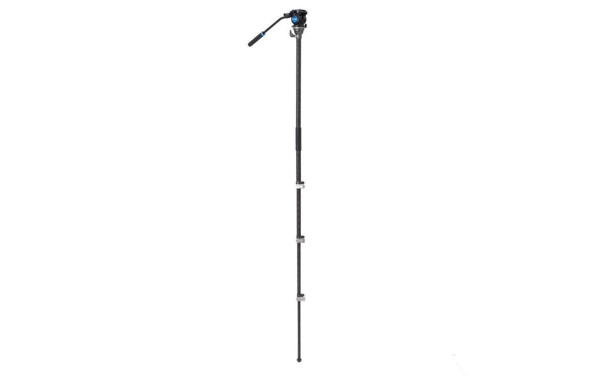 Benro Video-Dreibeinstativ – Carbon, 178,6 cm ausgefahren – 2,5 kg Traglast – 1/4" Gewinde – Schwarz