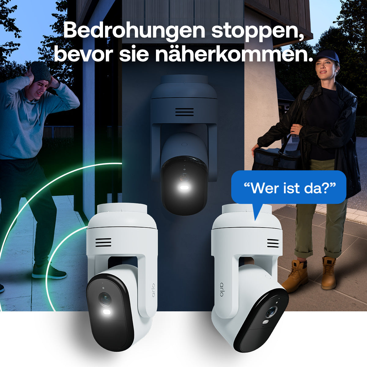 Arlo VMC3283 IP-Kamera – 3 MP, PTZ, IP65, für Amazon Alexa, weiss