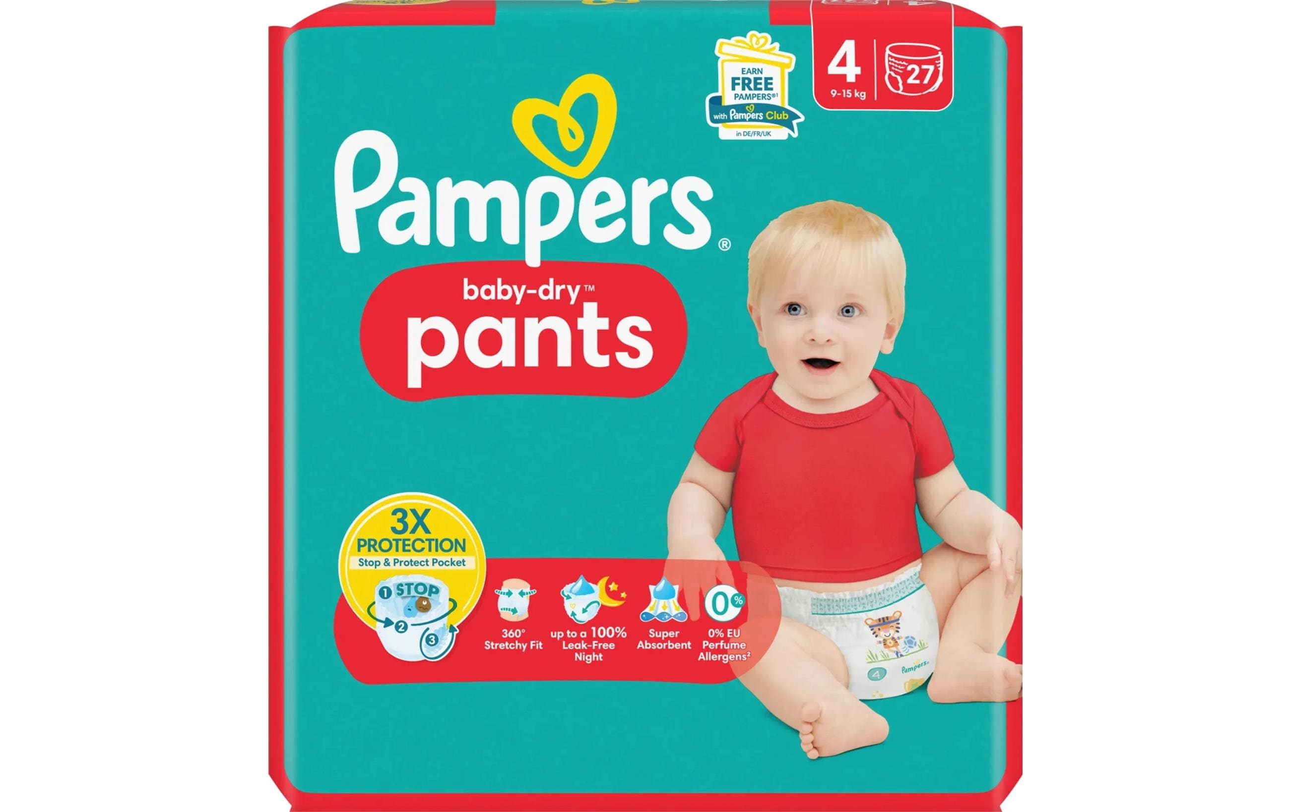Pampers Windelhose – Grösse 4, 9–15 kg, 27 Stück – weiss