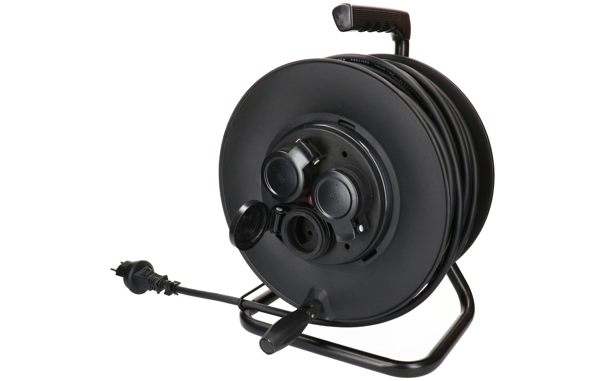 Max Hauri AG Max Hauri Kabelrolle, 50 m, 3×T13, IP44, Thermoschutz, Drehkontakt – Schwarz