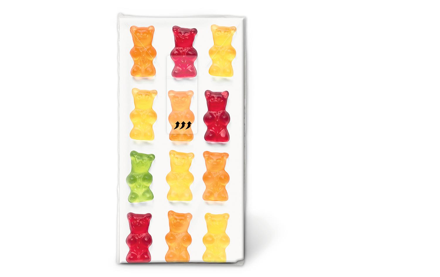 Paper + Design Taschentücher Jelly Babies – 4-lagig, 215 × 220 mm – 10 Taschentücher – FSC