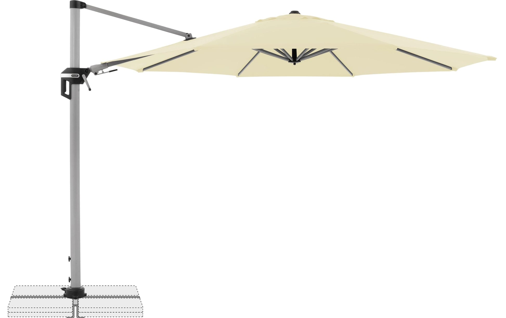 Doppler Pendelschirm ACTIVE 370 – Ø 370 cm, beige, 100D Nylon, Stahl (pulverbeschichtet), für Aussenbereich