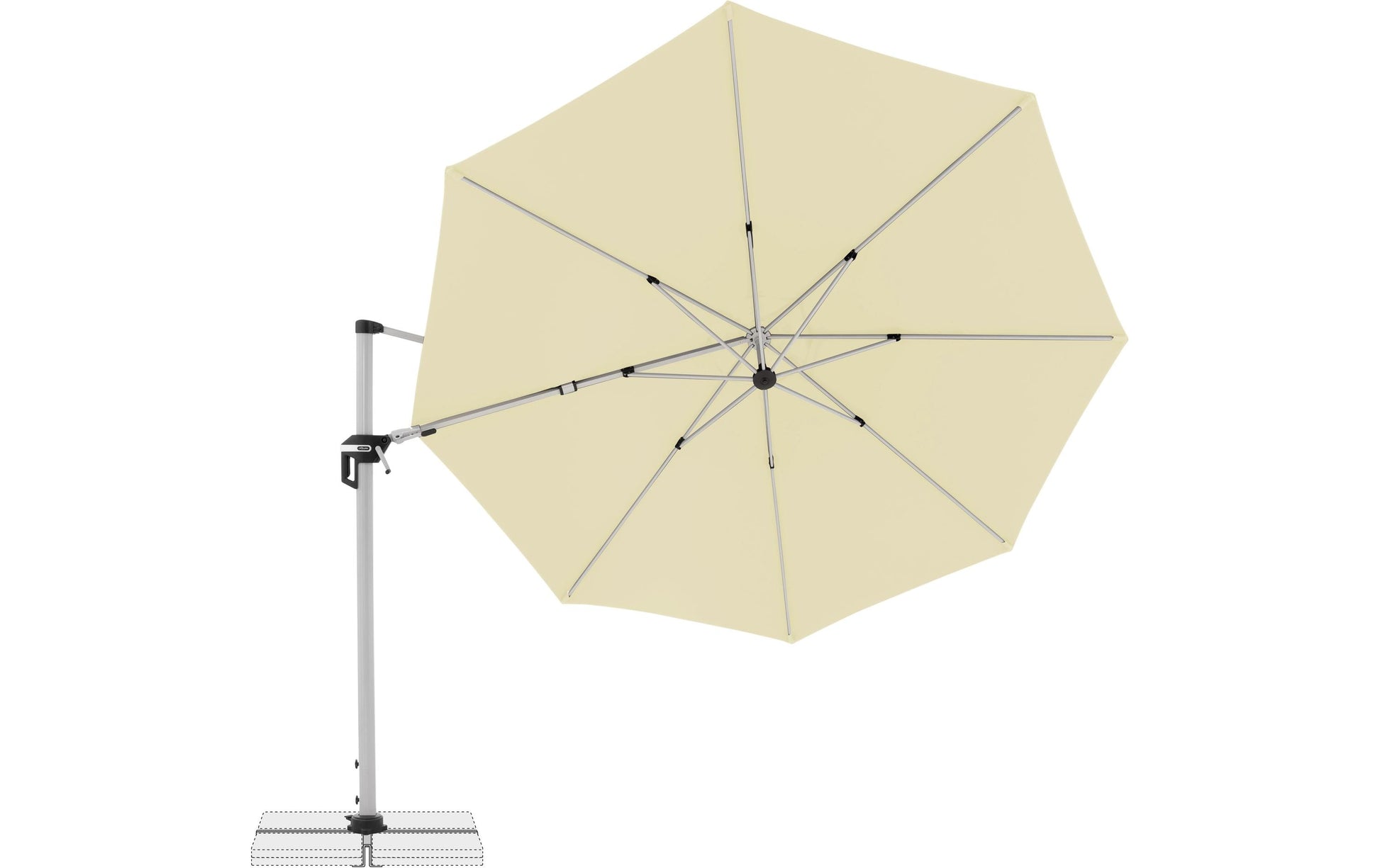 Doppler Pendelschirm ACTIVE 370 – Ø 370 cm, beige, 100D Nylon, Stahl (pulverbeschichtet), für Aussenbereich