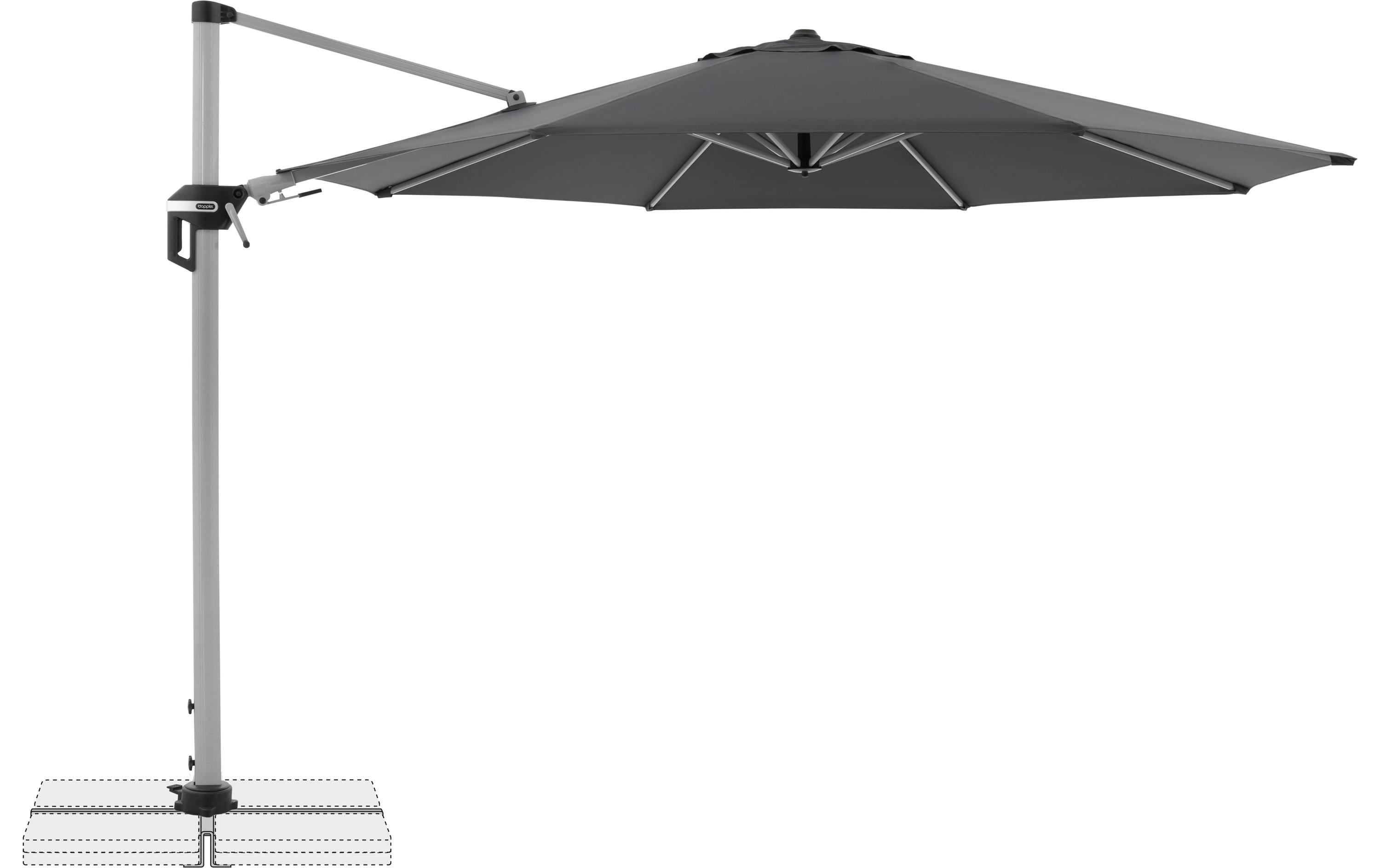 Doppler Pendelschirm ACTIVE 370 – Ø 370 cm – schwarz – Stahlgestell (pulverbeschichtet), 100D Nylon