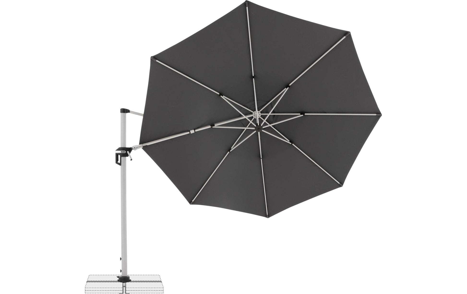 Doppler Pendelschirm ACTIVE 370 – Ø 370 cm – schwarz – Stahlgestell (pulverbeschichtet), 100D Nylon