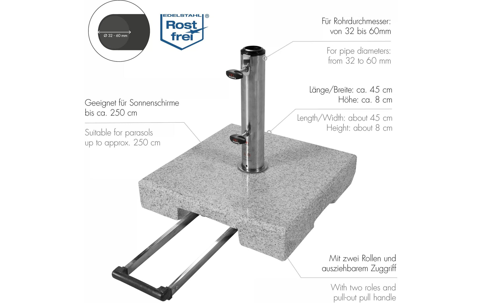 Doppler Runder Türstopper Ø 450 mm × 380 mm, Sandstein, für Aussenbereich