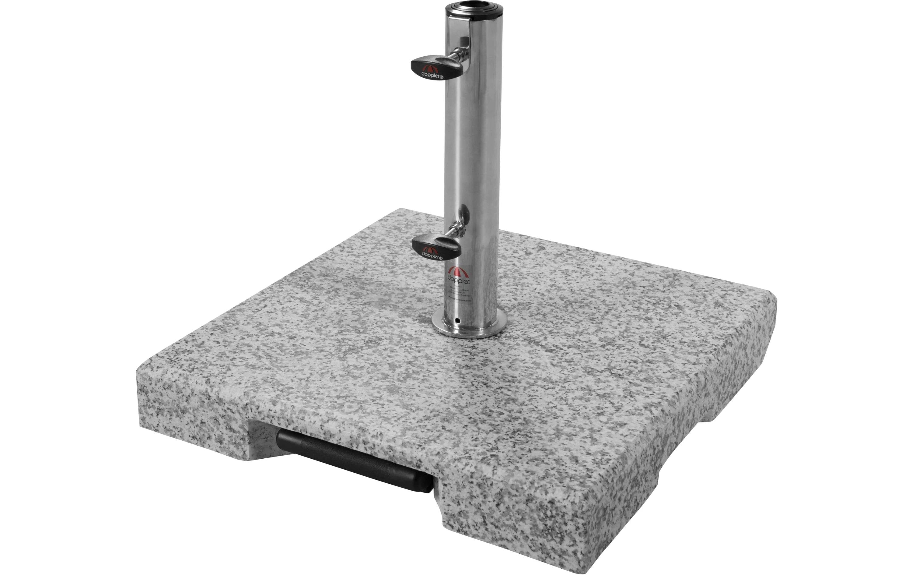 Doppler ACTIVE Trolley Granitsockel – 56 × 56 × 39 cm, Ø 6 cm, 70 kg, Edelstahl, Hellgrau