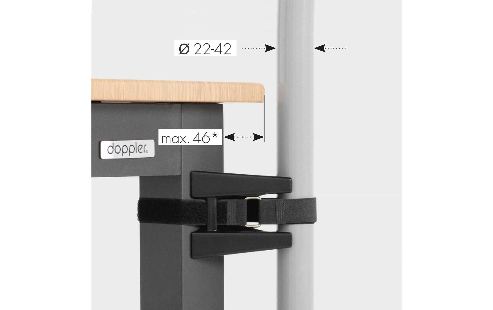 Doppler Table-Fix Haken – Kunststoff – Anthrazit – Ø 22 × 22 mm