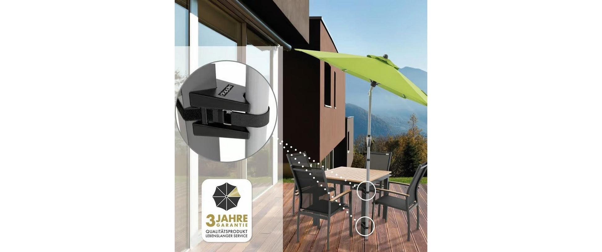 Doppler Table-Fix Haken – Kunststoff – Anthrazit – Ø 22 × 22 mm
