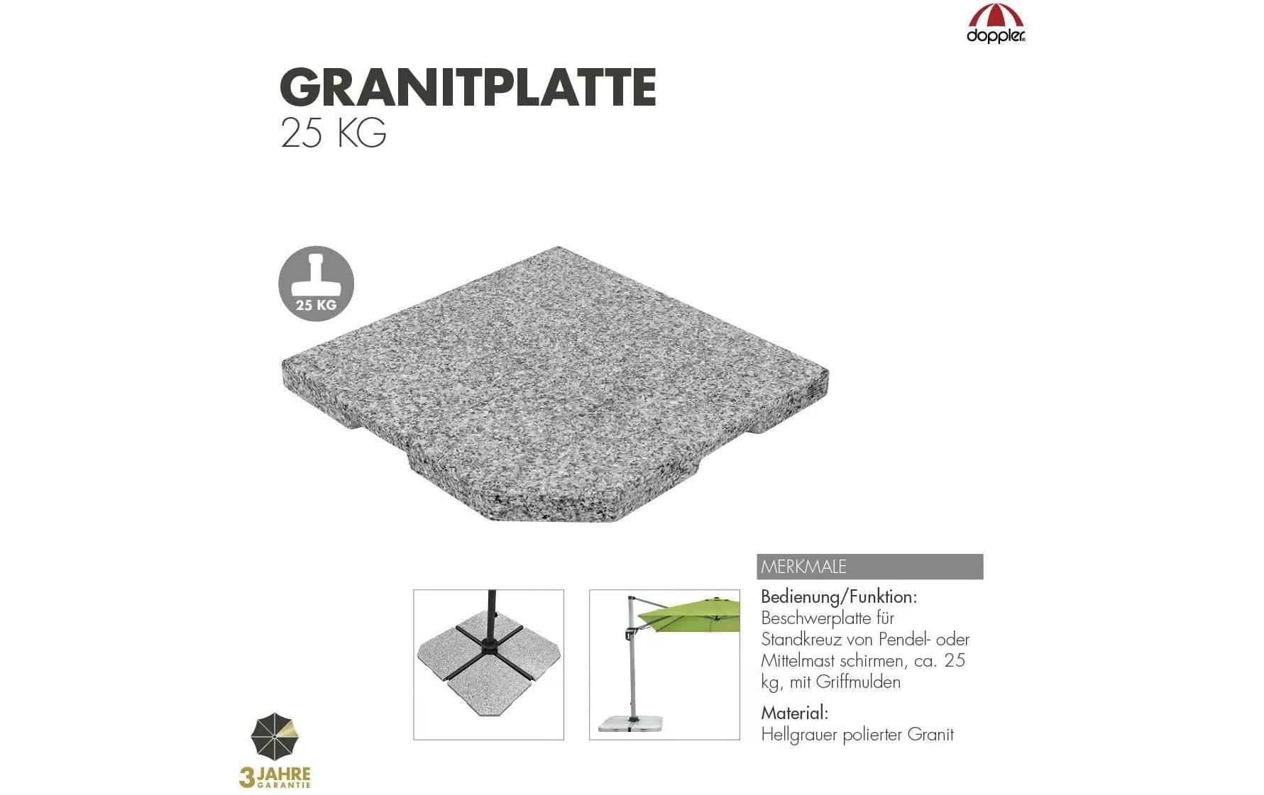 Doppler Granit Design-Platte ECO – 50 × 50 × 4 cm, Sandstein, Grau-Marmor, Aussenbereich