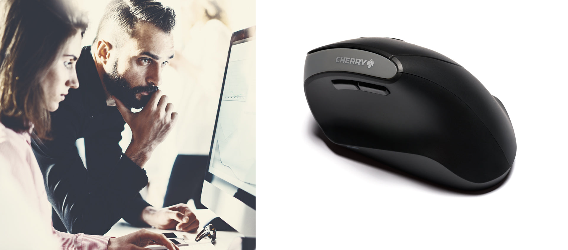 CHERRY MW 4500 Ergonomische Maus – kabellos, 6 Tasten, für Rechtshänder, vertikal, umschaltbare DPI, schwarz