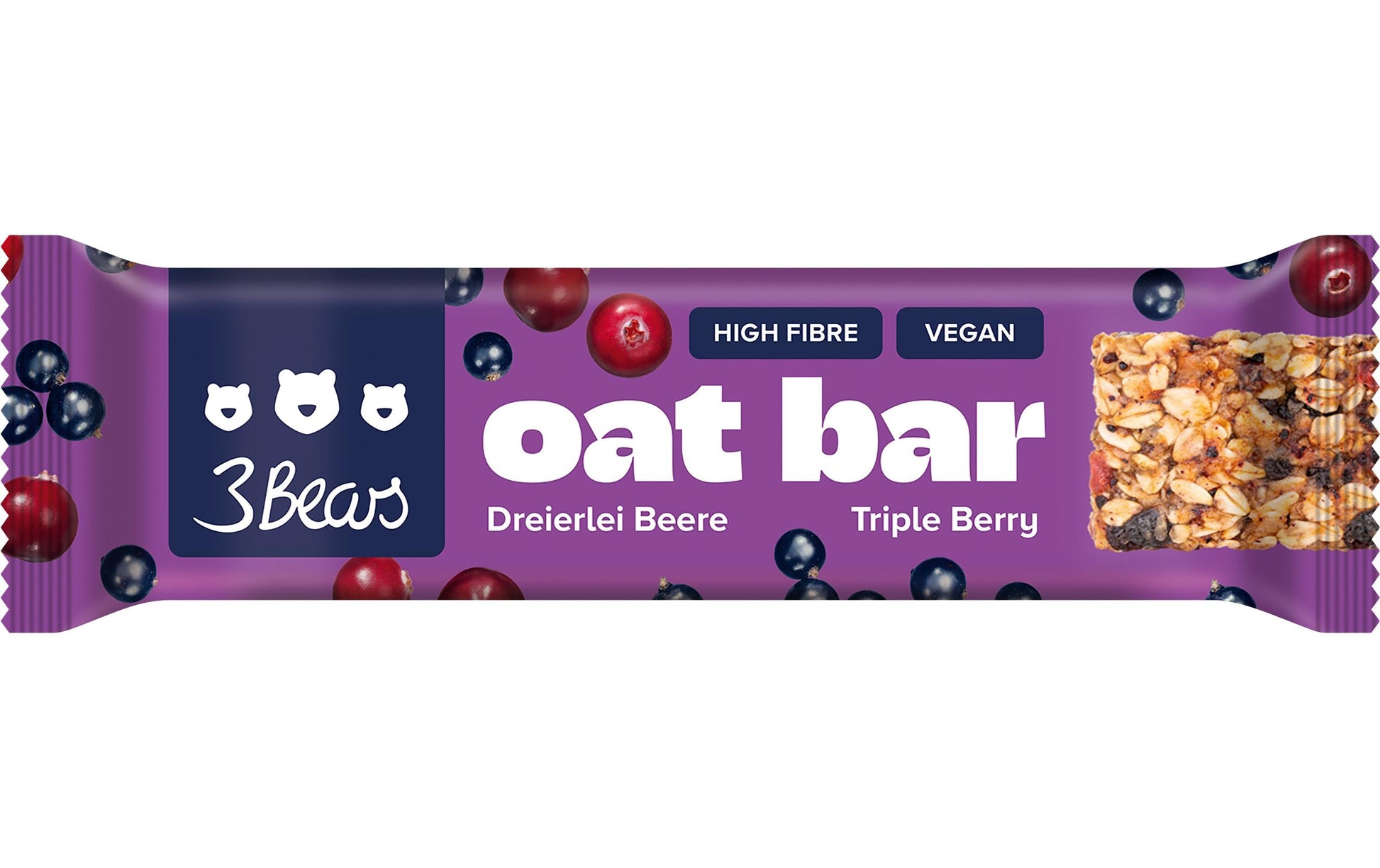 3bears Oat Bar Müesli-Riegel – Dreierlei Beere, vegan – 45 g