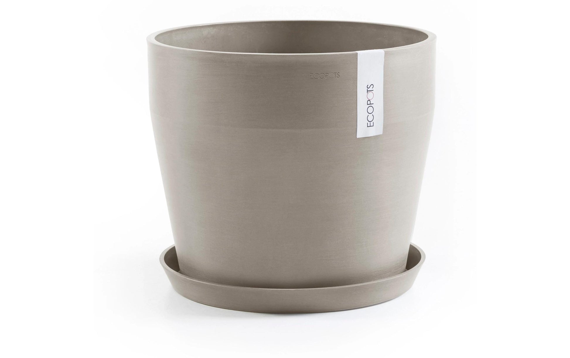 Ecopots Blumentopf – rund – Recycling-Kunststoff, Taupe