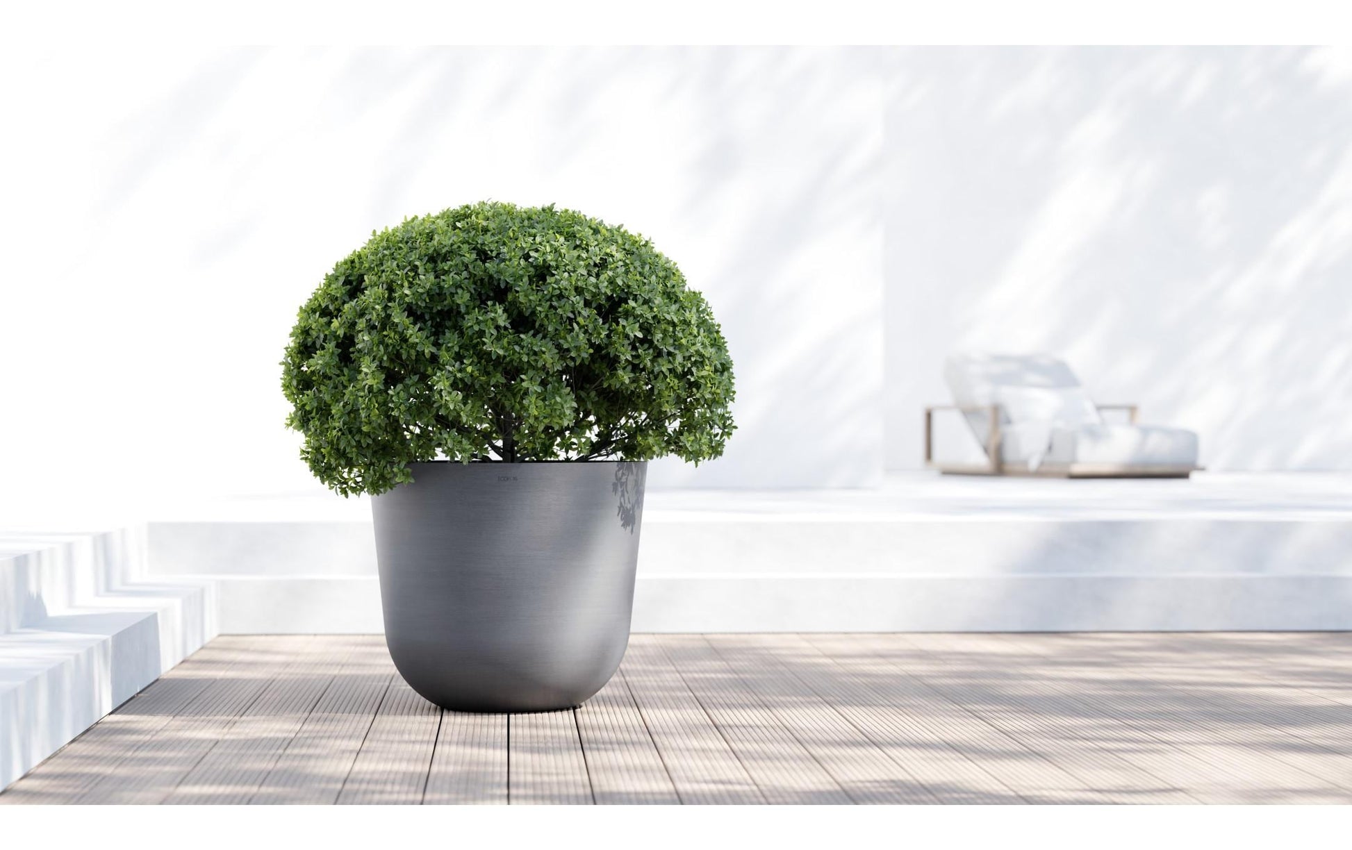 Ecopots Blumentopf – rund – 139'500 ml – Kunststoff, grau