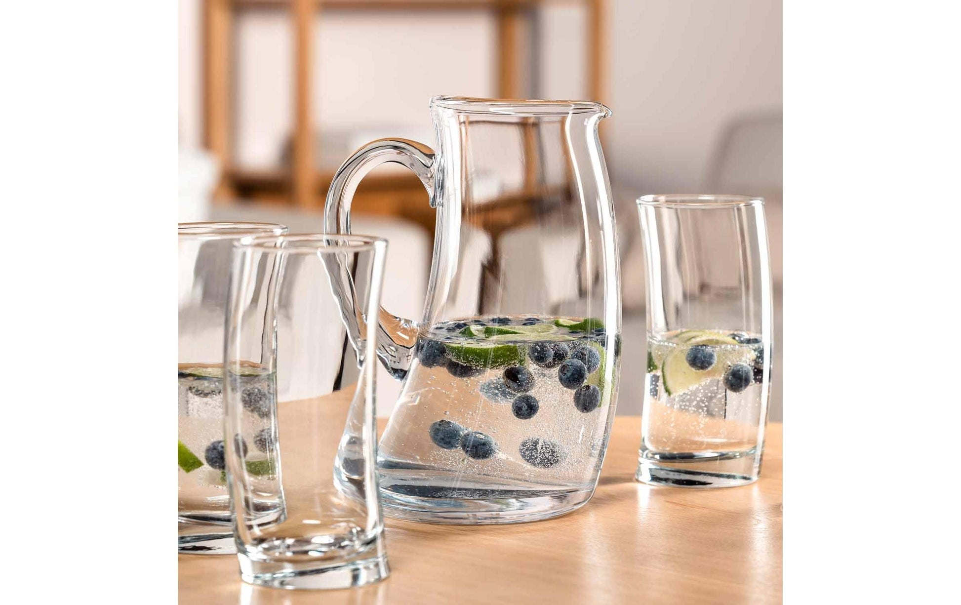 LEONARDO Krug Swing – 1,2 l, 13,5 × 22,0 cm, Kalk-Natron-Glas, Transparent, Nicht spülmaschinenfest