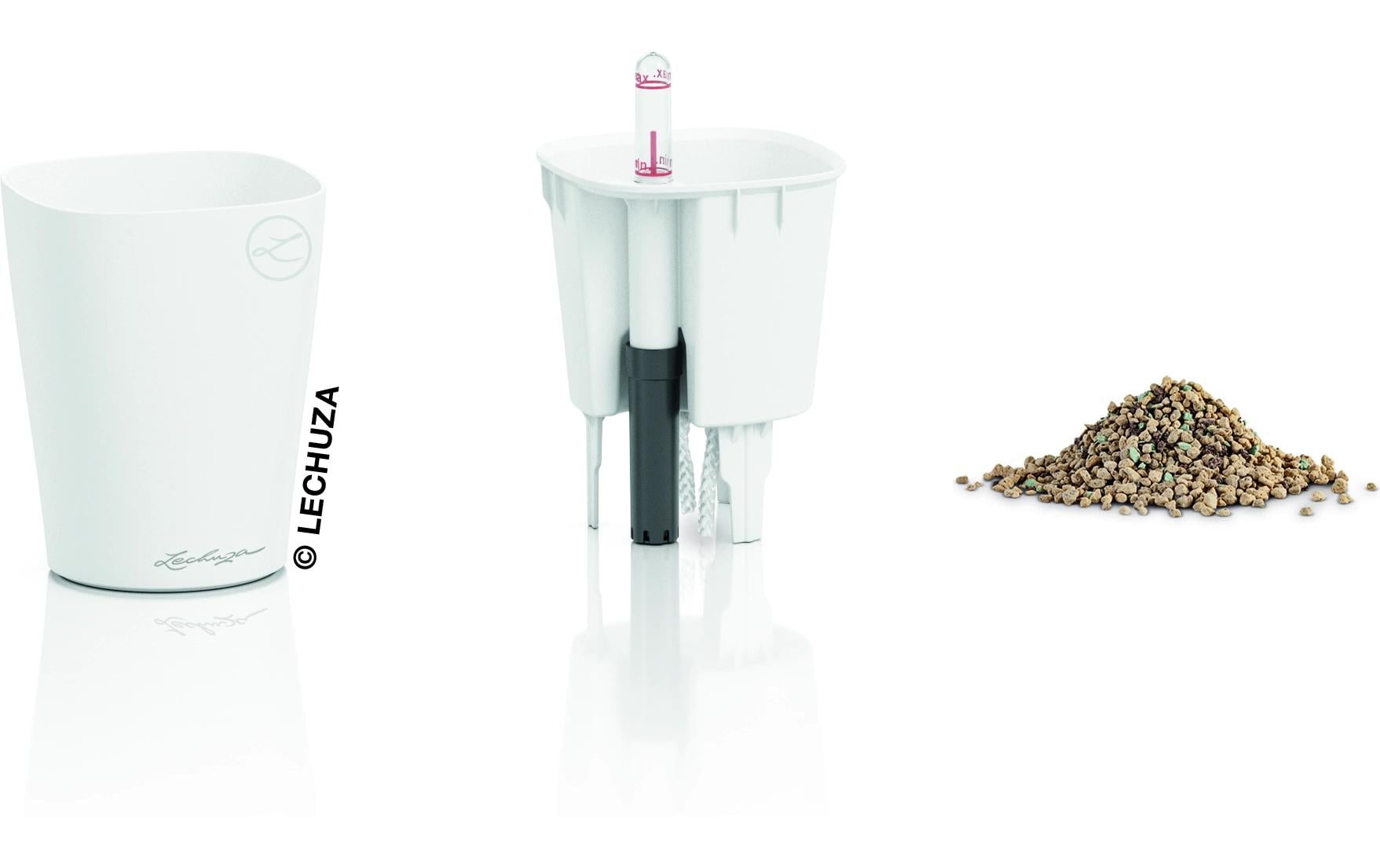 LECHUZA MINI DELTINI Pflanztopf – 500 ml – Kunststoff, weiss – Automatische Bewässerung