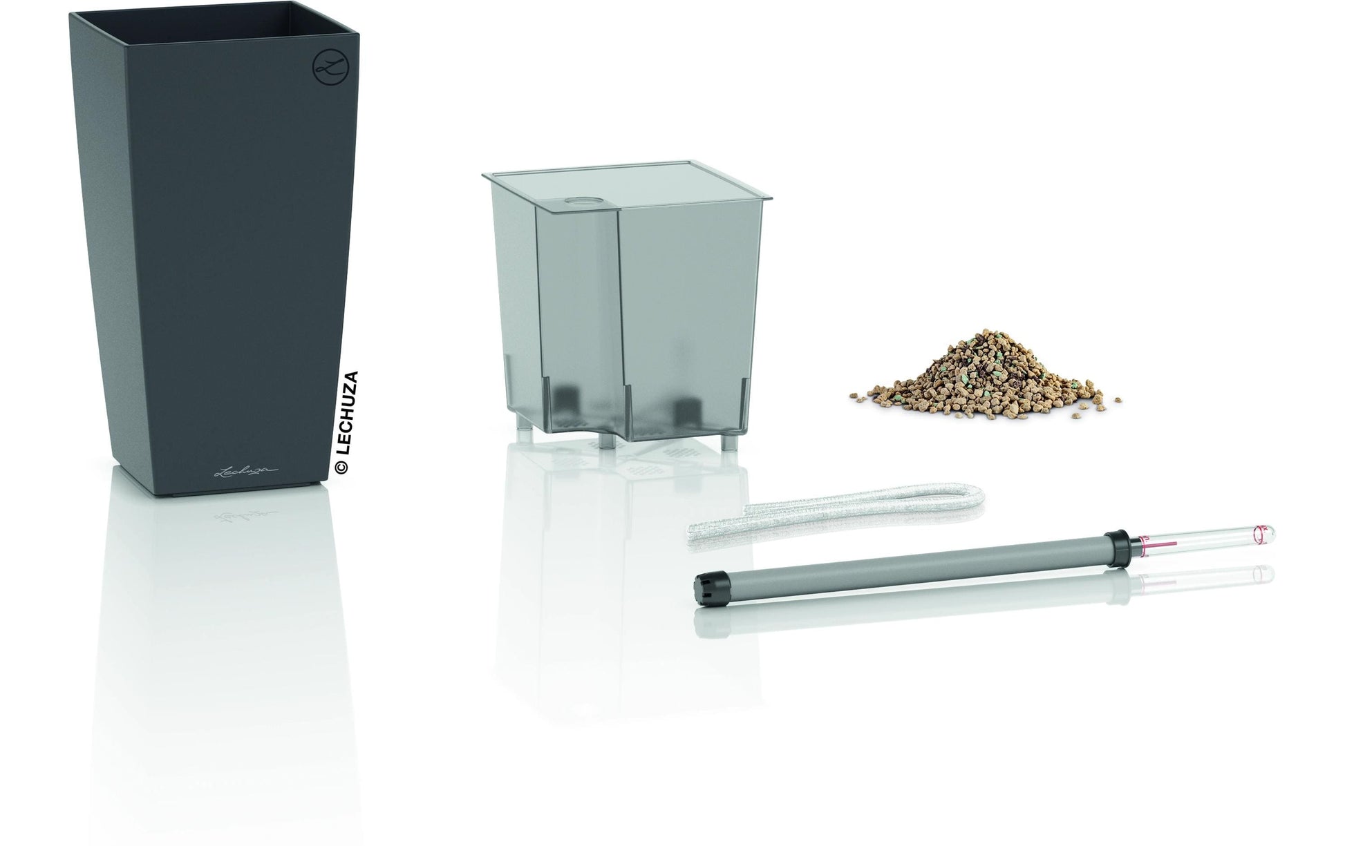 LECHUZA MAXI-CUBI Pflanzkübel – automatische Bewässerung, 1000 ml – Kunststoff, schwarz