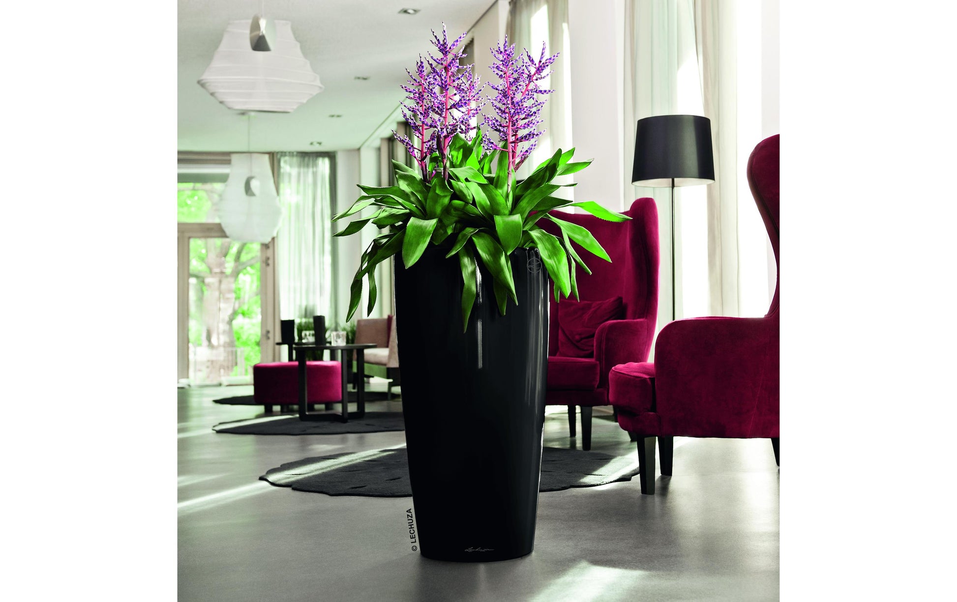 LECHUZA RONDO Premium Pflanzkübel – Ø 40 × 75 cm, automatische Bewässerung – Kunststoff, schwarz