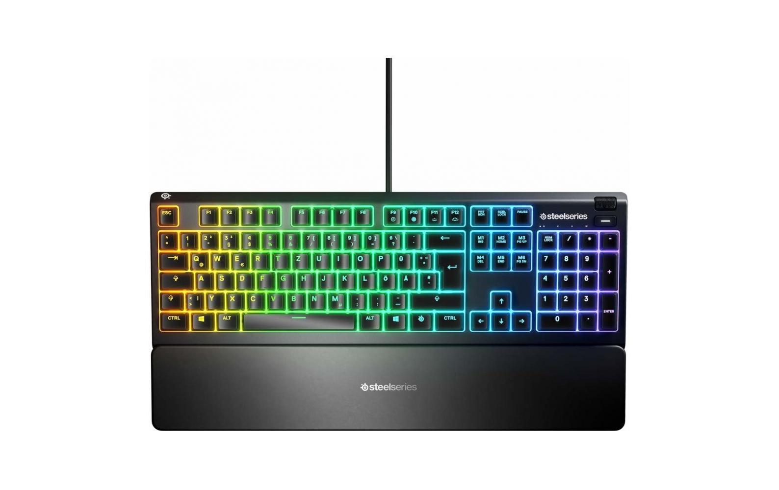 SteelSeries Apex 3 – Gaming-Tastatur – Mechanisch, RGB – Verkabelt, USB-A – QWERTZ (CH) – Schwarz