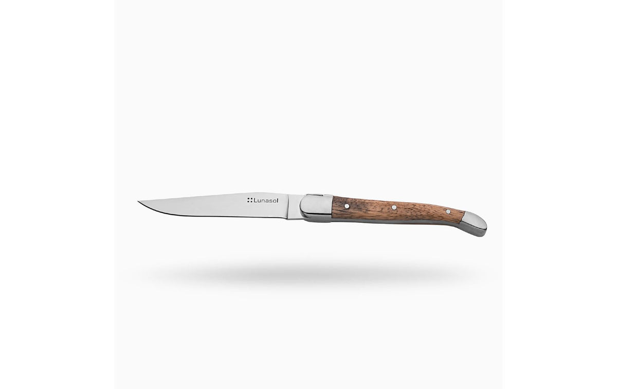 Lunasol Country Steakmesser – 10,5 cm, Glatter Schliff, Holzgriff, Hellbraun