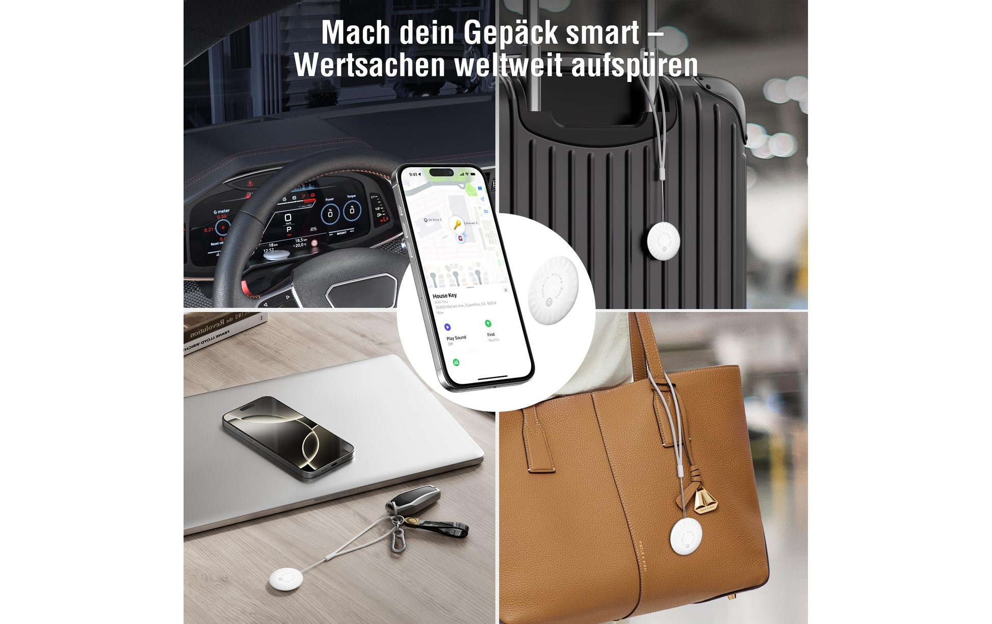 4smarts SkyTag Duos – Bluetooth-Tracker – für Apple Wo ist? und Android – Schwarz/Weiss