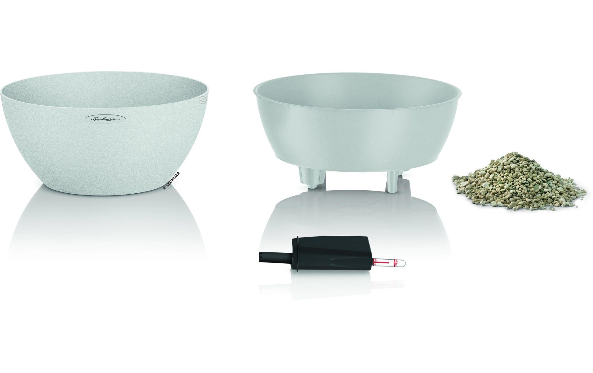 LECHUZA CUBETO Stone 40 Pflanzkübel – 3 l – ABS, weiss – Automatische Bewässerung