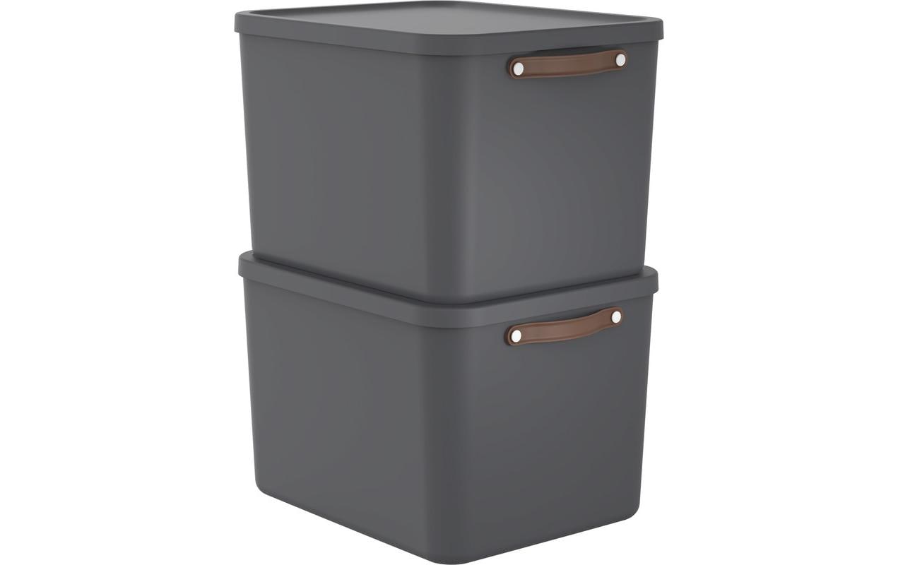 Rotho MALOJA Aufbewahrungsbox 55 l – Kunststoff – Grau – 523 × 340 × 405 mm – BPA-frei – 2-teiliges Set