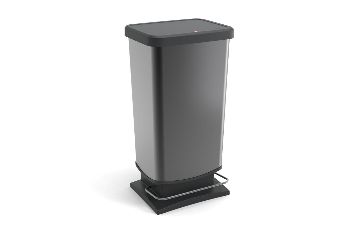 Rotho Treteimer Paso Pro – 30 l – Metall/Recycling-Kunststoff, rechteckig – Anthrazit – BPA-frei