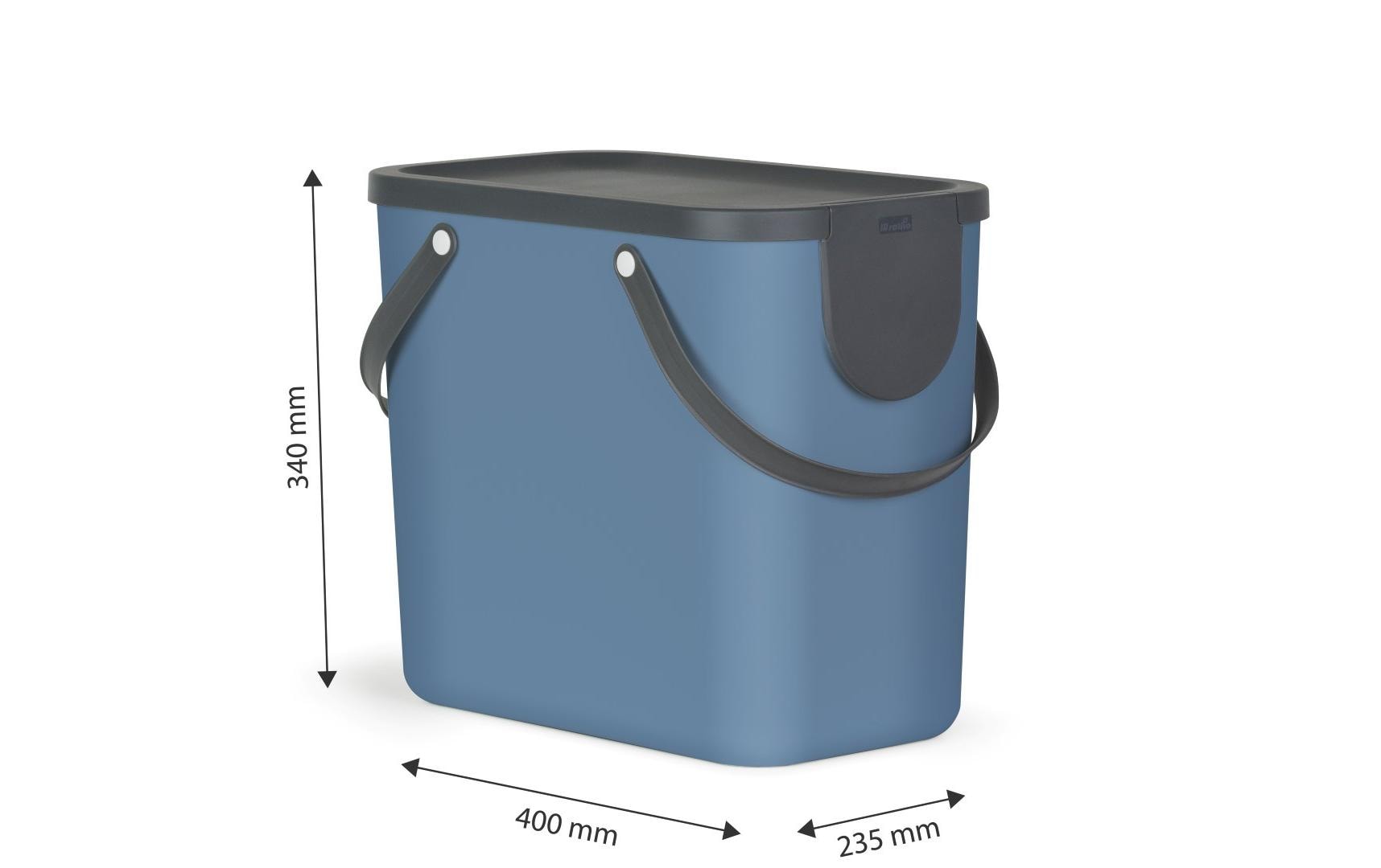 Rotho Recyclingbehälter ALBULA – 105 l – Recycling-Kunststoff, rechteckig – 3-fach – Anthrazit/Blau