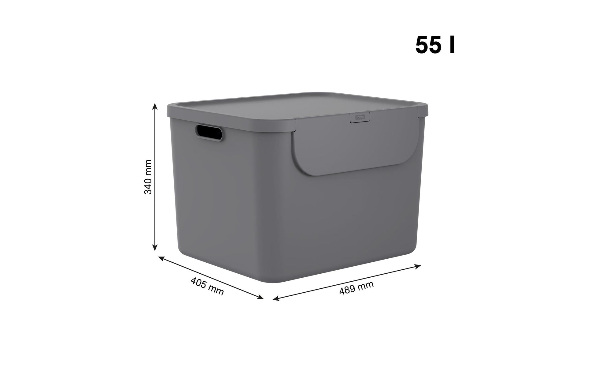 Rotho Recyclingbehälter ALBULA – 105 l – Recycling-Kunststoff, rechteckig – 3-fach – Anthrazit/Blau