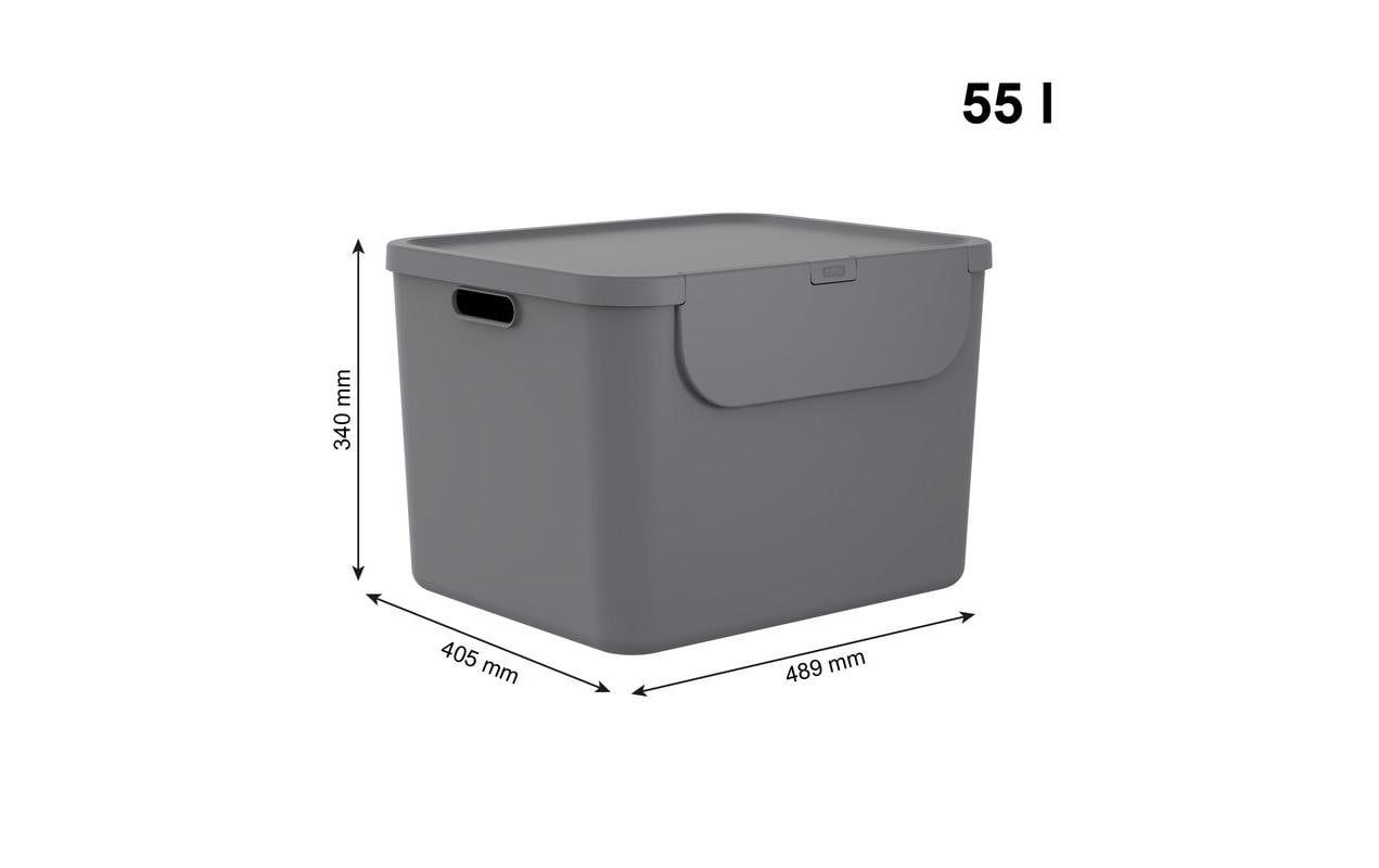 Rotho Recyclingbox Albula – 110 l – Recycling-Kunststoff (PP), rechteckig – Anthrazit – 2-teilig
