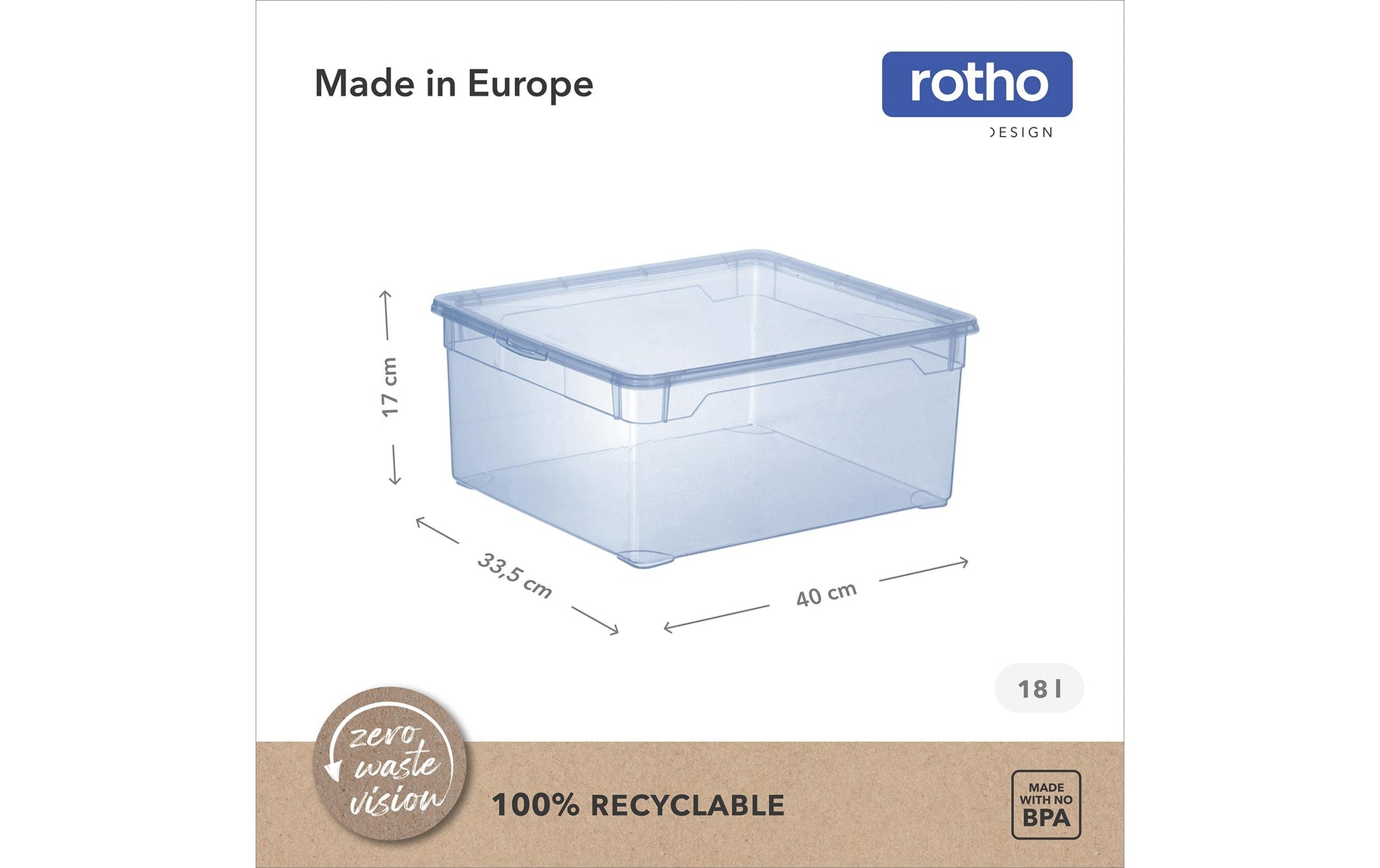 Rotho Aufbewahrungsbox 18 l – Kunststoff – Blau (BPA-frei) – 400 × 170 × 335 mm