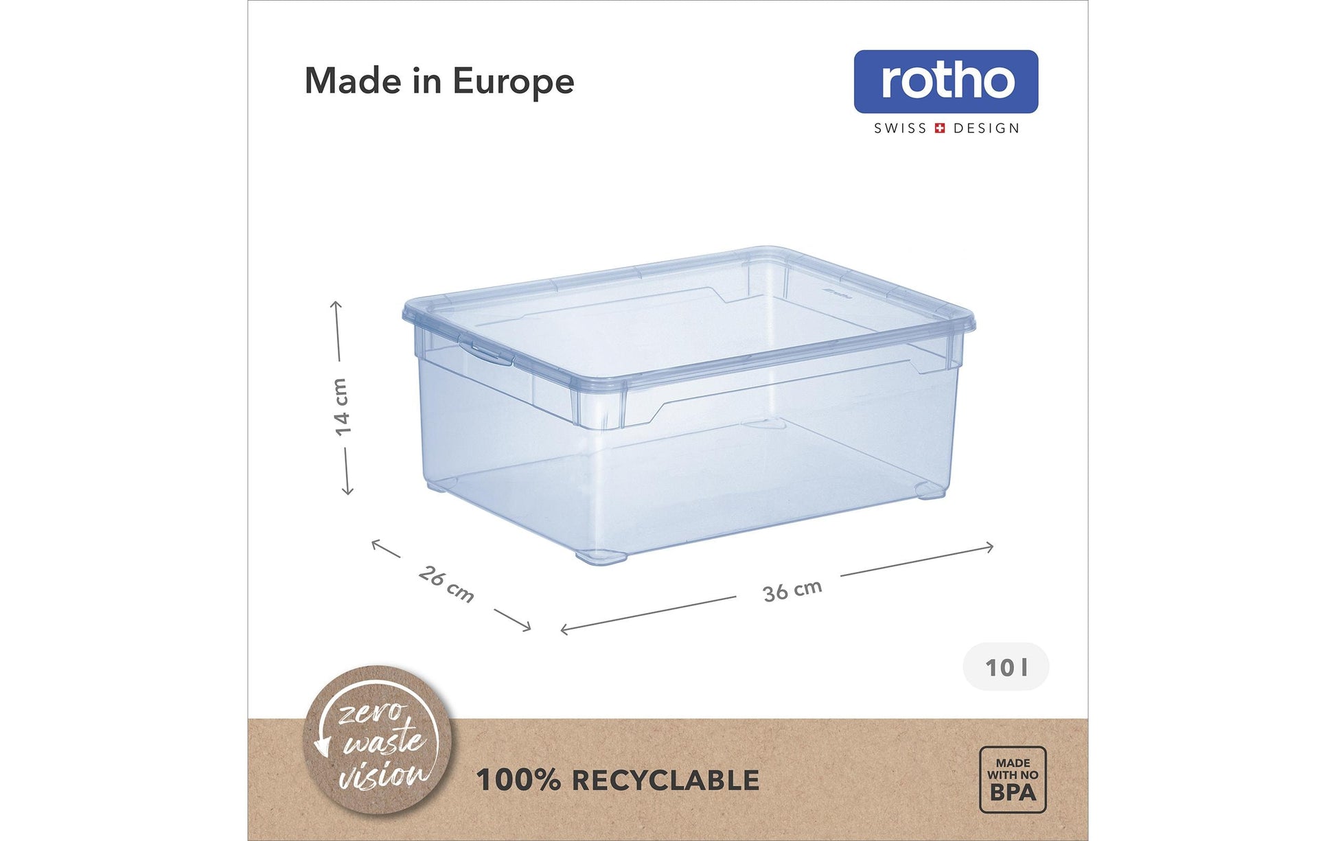 Rotho Clearbox Aufbewahrungsbox 10 l (Set 6 Stück) – Kunststoff (BPA-frei) – Blau – 360 × 140 × 260 mm