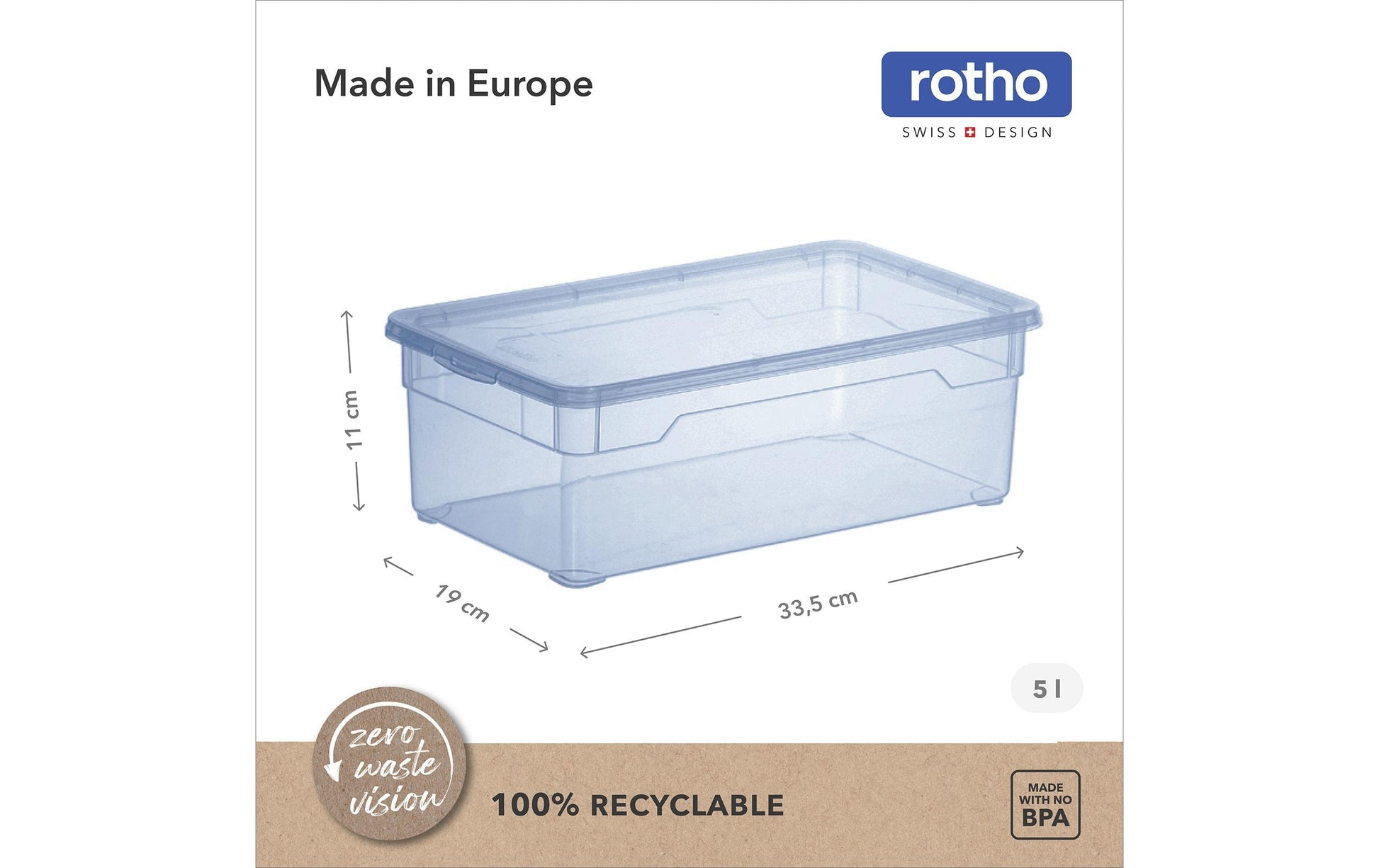 Rotho Aufbewahrungsbox 30 l – Kunststoff – Blau – BPA-frei – 190 × 335 × 110 mm
